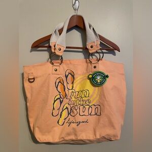 NEW Life is Good Canvas Carryall Beach Travel Shopping Tote Bag